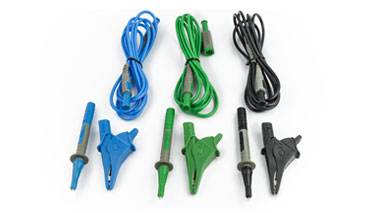 UNIVERSALKIT COMBI: JUEGO DE 3 CABLES, 3 COCODRILOS Y 3 PUNTAS COLOR NEGRO ROJO-VERDE-AZUL